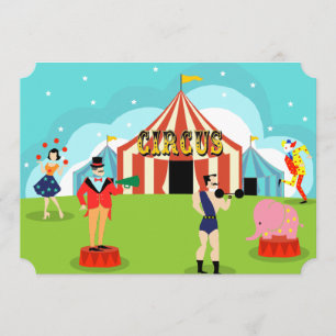 Individuell anpassbare Vintage Circus-Party Einlad Einladung