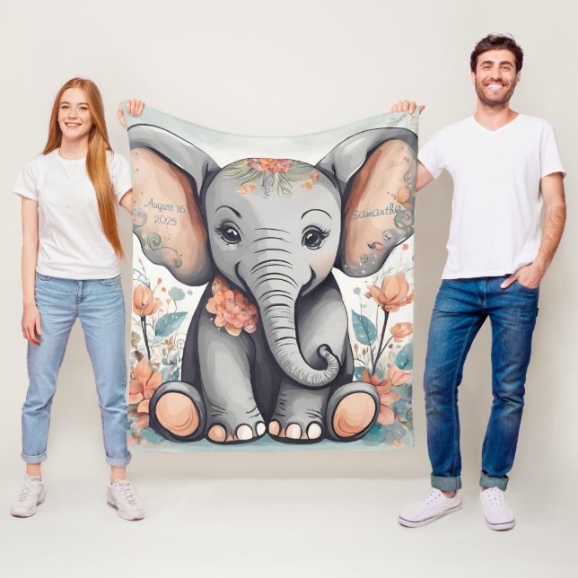 Individuell anpassbare Whimsical Baby Elephant Fle Fleecedecke (Beispiel)