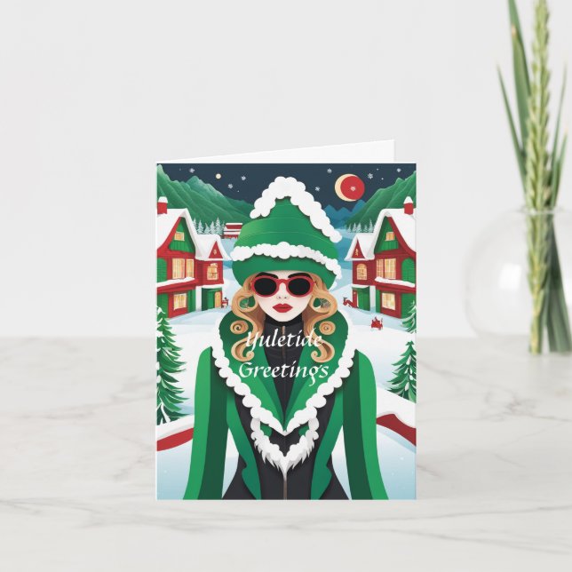 Individuell anpassbare Yuletide Weihnachtskarte Feiertagskarte (Vorderseite)
