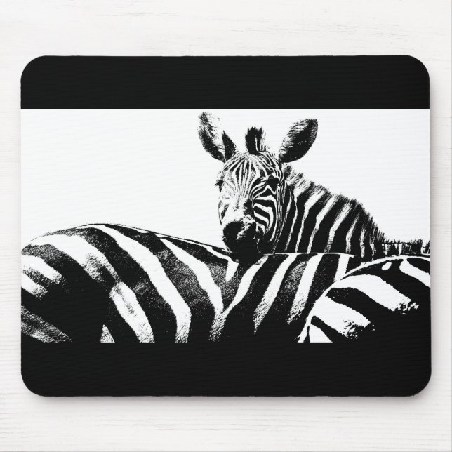 Individuell anpassbare Zebras-Vorlage für Schwarz- Mousepad (Vorne)