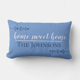 Individuell anpassbare Zuhause Sweet Zuhause Blue  Lendenkissen