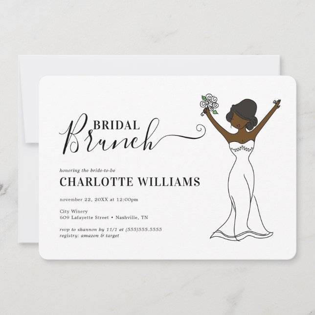 Individuell anpassbarer Avatar Bridal Brunch | Hai Einladung (Vorderseite)