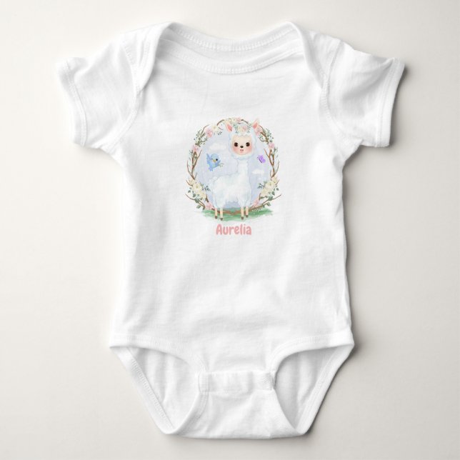 Individuell anpassbarer Baby Alpaca Baby (0-24M) B Baby Strampler (Vorderseite)