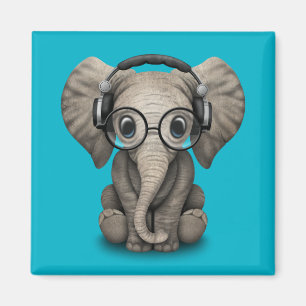 Individuell anpassbarer Baby Elephant Dj mit Kopfh Magnet