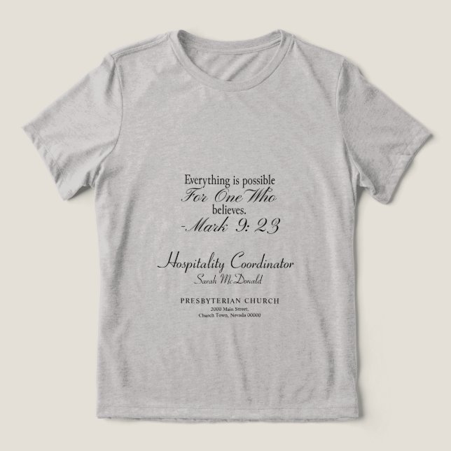 Individuell anpassbarer Christlicher T - Shirt (Design Vorderseite)