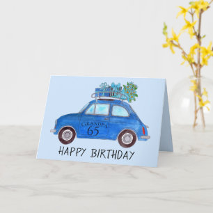 Individuell anpassbarer Geburtstag Retro Fiat 500 Karte