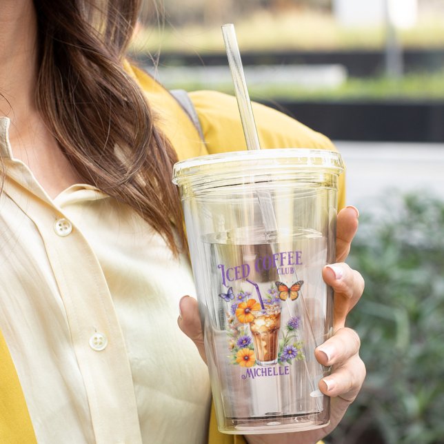 Individuell anpassbarer Ice Coffee Club Vintag But Acryltrinkbecher (Von Creator hochgeladen)