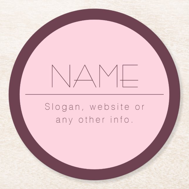 Individuell anpassbarer moderner Text mit Grenzen Runder Pappuntersetzer (Vorderseite)
