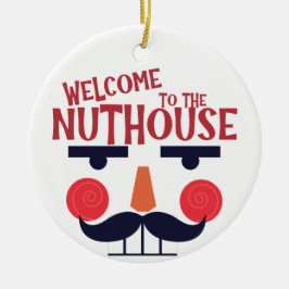 Individuell anpassbarer Nuthouse Funny Christmas H Keramik Ornament