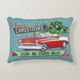 Individuell anpassbarer Retro Classic Car Weihnach Dekokissen