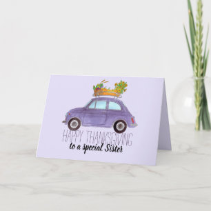 individuell anpassbarer Thanksgiving Purple Retro  Karte