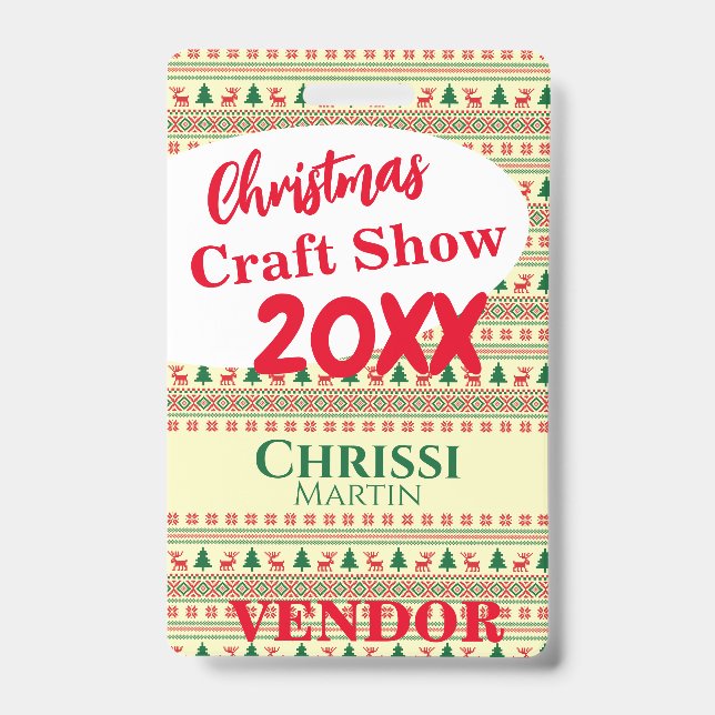 Individuell anpassbares Holiday Event Vendor ID Ab Ausweis (Vorderseite)