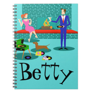 Individuell anpassbares Retro-Paar mit Dog-Noteboo Notizblock