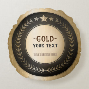 INDIVIDUELL BEDRUCKTE DIY-MEDAILLE Gold #1 Champio Rundes Kissen
