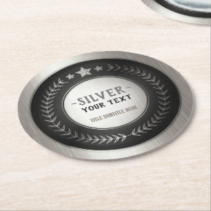 INDIVIDUELL BEDRUCKTE DIY-MEDAILLE Silber Champion Runder Pappuntersetzer