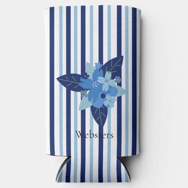 Individuell elegante Blumenstreifen monochromatisc Selters Dosenkühler (Vorderseite)