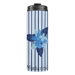 Individuell elegante Blumenstreifen monochromatisc Thermosbecher