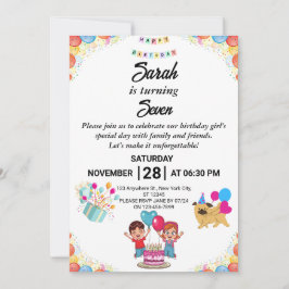 Individuell gestaltbare bunte Geburtstagsparty Einladung