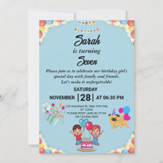 Individuell gestaltbare bunte Geburtstagsparty Einladung