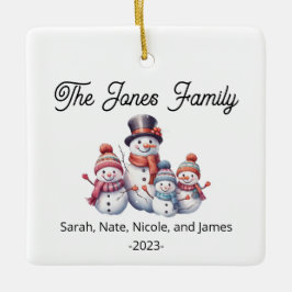 Individuell gestaltbare Familie mit 4 Snowman-Feri Keramikornament