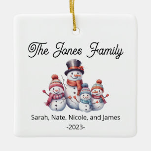 Individuell gestaltbare Familie mit 4 Snowman-Feri Keramikornament