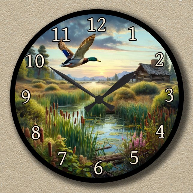 Individuell gestaltbare Mallard über einem ruhigen Runde Wanduhr (Von Creator hochgeladen)
