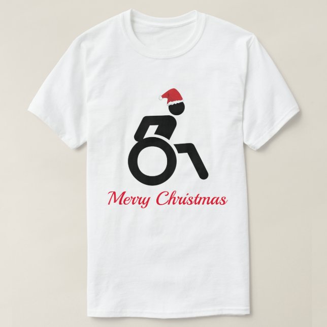 Individuell gestaltbare Weihnachten mit Rollstuhl  T-Shirt (Design vorne)