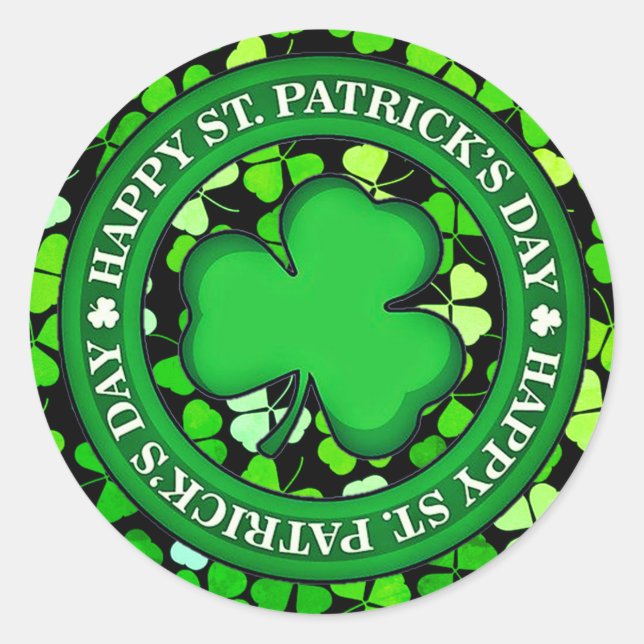Individuell gestaltete Ästhetik HAPPY St. Patrick' Runder Aufkleber (Vorderseite)