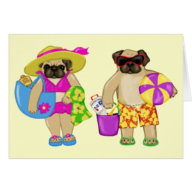 Individuell gestaltete Beach Mops Cards (Vorderseite (Horizontal))