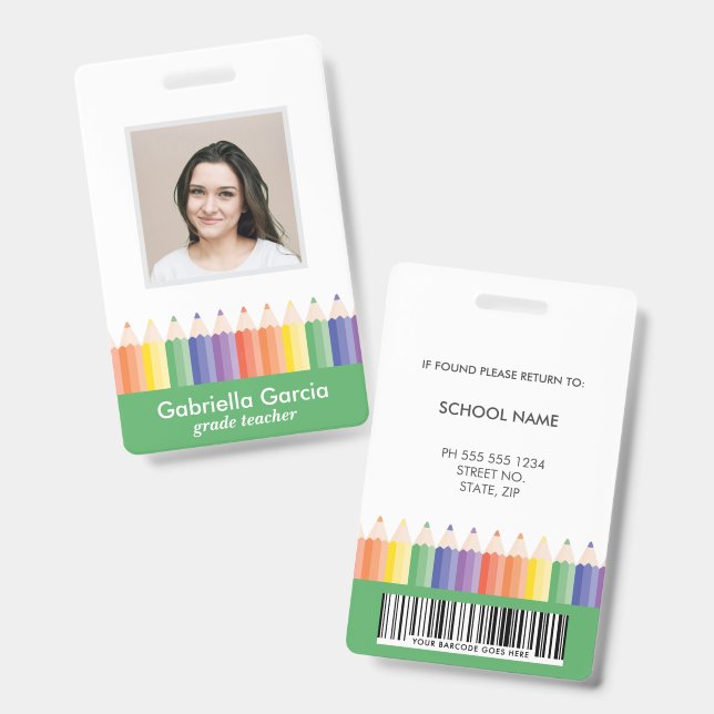 Individuell gestaltete farbenfrohe Barcode-ID für  Ausweis (Vorder- & Rückseite)