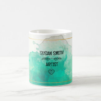Individuell gestaltete grüne Aquarell abstrakt mod Kaffeetasse