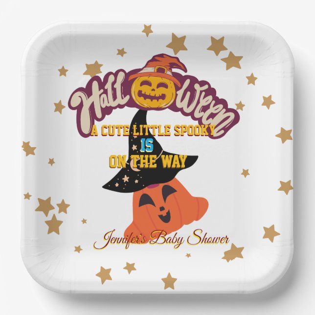 Individuell gestaltete Halloween-Kinderdusche Pappteller (Vorderseite)