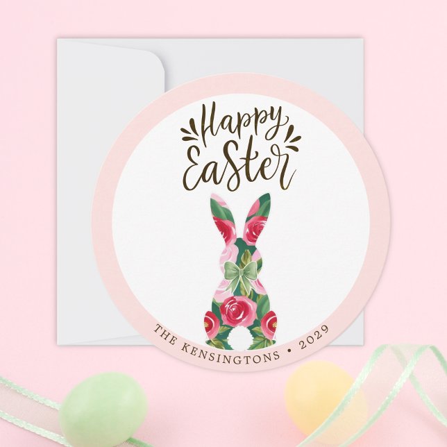 Individuell gestaltete Ostersonnige Blumenkarte Feiertagskarte (Customizable Easter Bunny Floral Greeting Card)