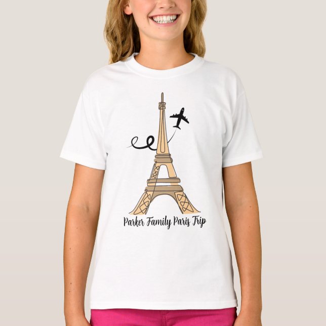 Individuell gestaltete Pariser Trip Chic Eiffeltur T-Shirt (Vorderseite)