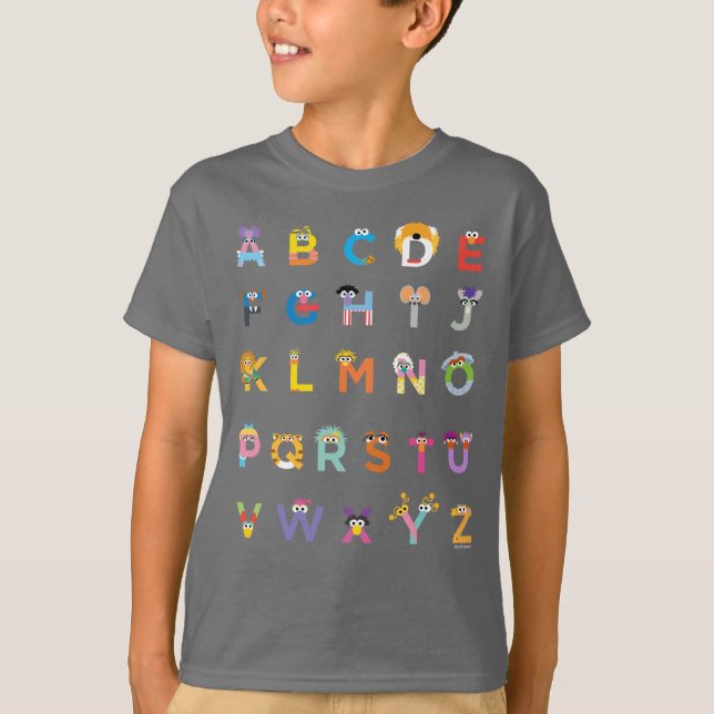 Individuell gestaltete Sesamstraße Alphabet T-Shirt (Vorderseite)
