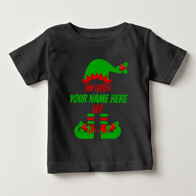 Individuell gestaltete Weihnachtself-Familie - pas Baby T-shirt (Vorderseite)