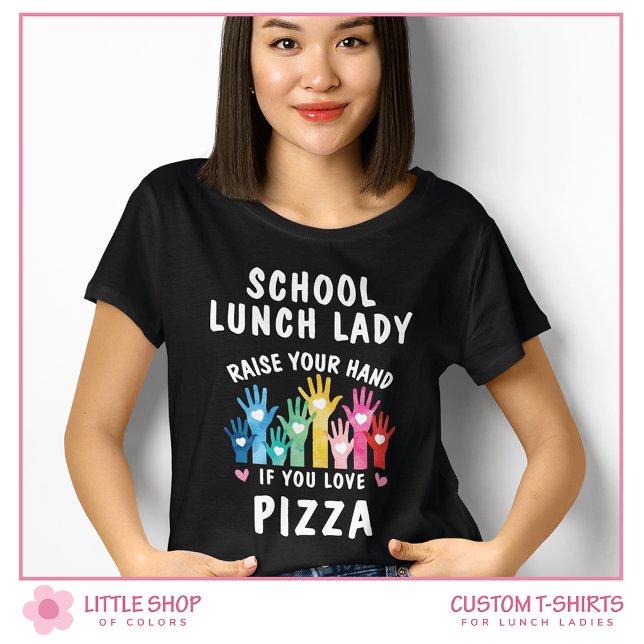 Individuell gestalteter Schulessen Lady Pizza Day T-Shirt (Von Creator hochgeladen)