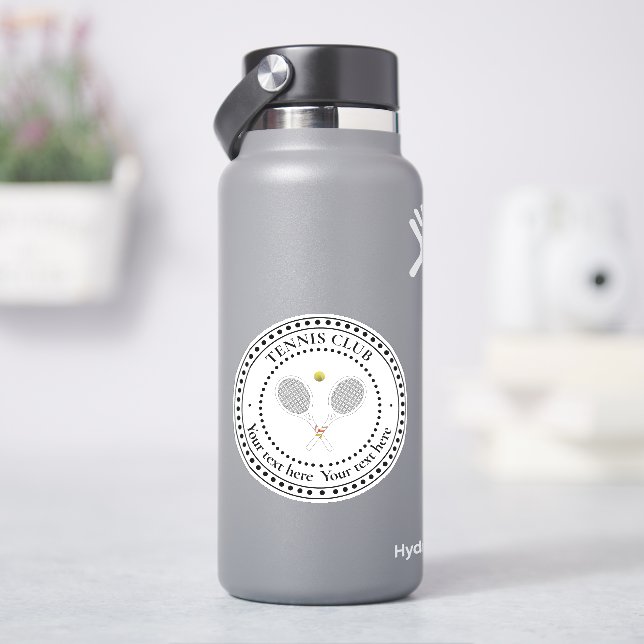 Individuell gestalteter Text Tennis Club Aufkleber (HydroFlask)