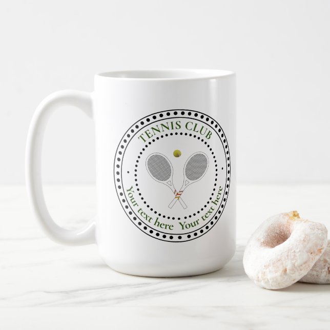 Individuell gestalteter Text Tennis Club Kaffeetasse (Mit Donut)
