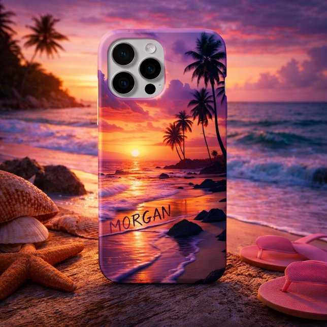 Individuell gestalteter tropischer Sonnenuntergang Case-Mate iPhone Hülle (Von Creator hochgeladen)