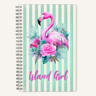 Individuell gestalteter Vintage-Tropischer-Rosa-Fl Notizbuch