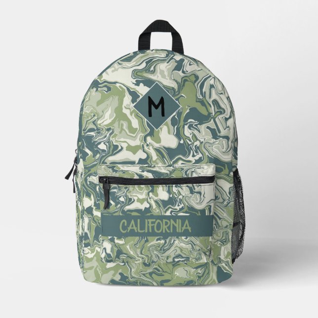 Individuell gestaltetes ozeanfarbenes Muster Bedruckter Rucksack (Vorderseite)