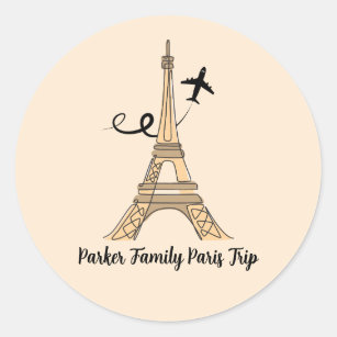 Individuell gestaltetes Pariser Trip Chic Eiffeltu Runder Aufkleber