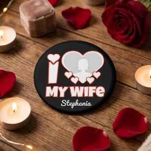 Individuell Ich liebe meine Frau – Name & Foto hin Magnet
