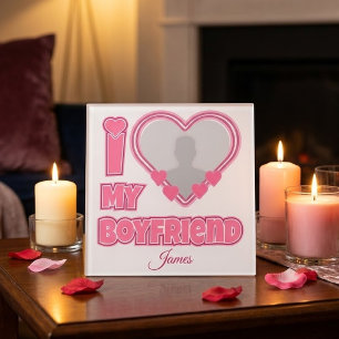 Individuell Ich liebe meinen Freund – Foto & Name Fotoplatte