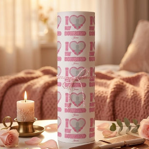 Individuell Ich liebe meinen Freund – Foto & Name  Geschenkpapier