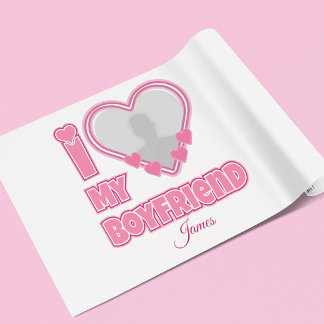 Individuell Ich liebe meinen Freund – Foto & Name Geschenkpapier Set