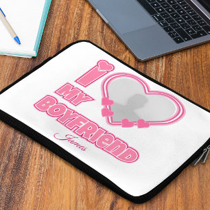 Individuell Ich liebe meinen Freund – Foto & Name  Laptopschutzhülle