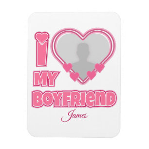 Individuell Ich liebe meinen Freund – Foto & Name  Magnet