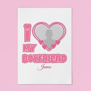Individuell Ich liebe meinen Freund – Foto & Name  Poster